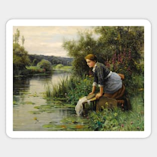 Laundress by the Water's Edge by Daniel Ridgway Knight Sticker